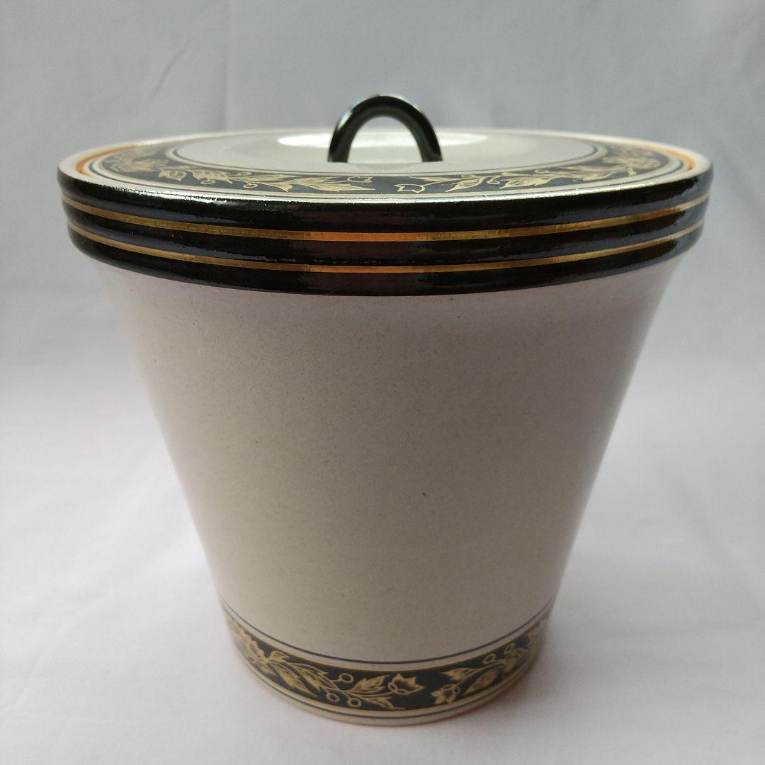 茶道具  水指  灰釉  末広  更紗紋  中村秋峰   共箱