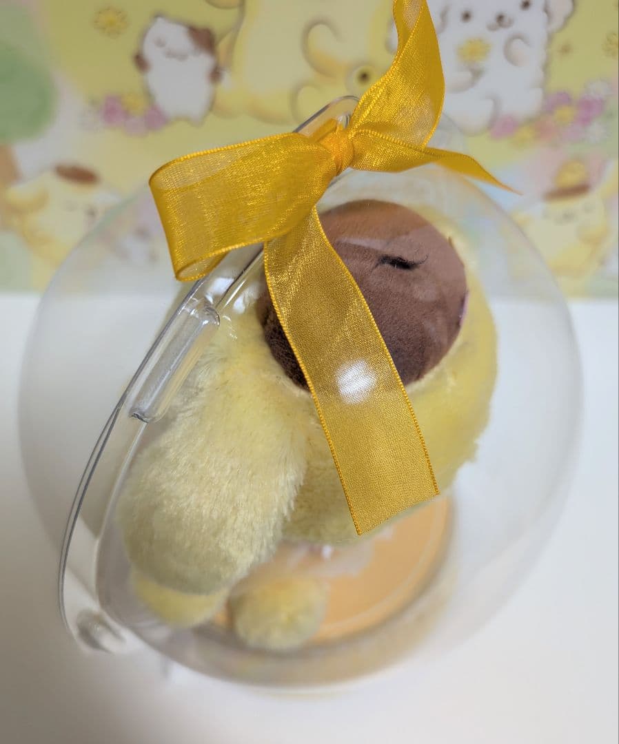 ポムポムプリン　ぬいぐるみ　ドームケース入り
