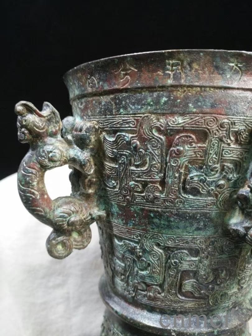 中国古美術 商周 青銅器 四龍樽 禮器 酒器 地方 龍紋