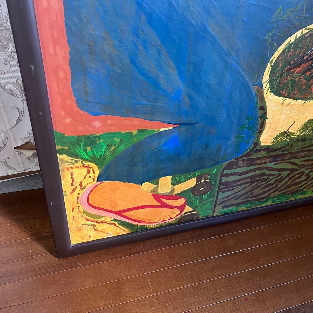 【蔵出し】特大 額縁 額装 絵画 「あねさん女房」作者不明 人物画 アート 作品