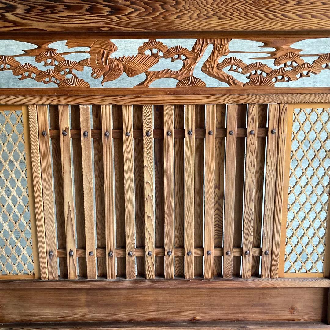 衝立 仕切り パーテーション 木製 彫刻 透かし彫 格子 松 和風 大型