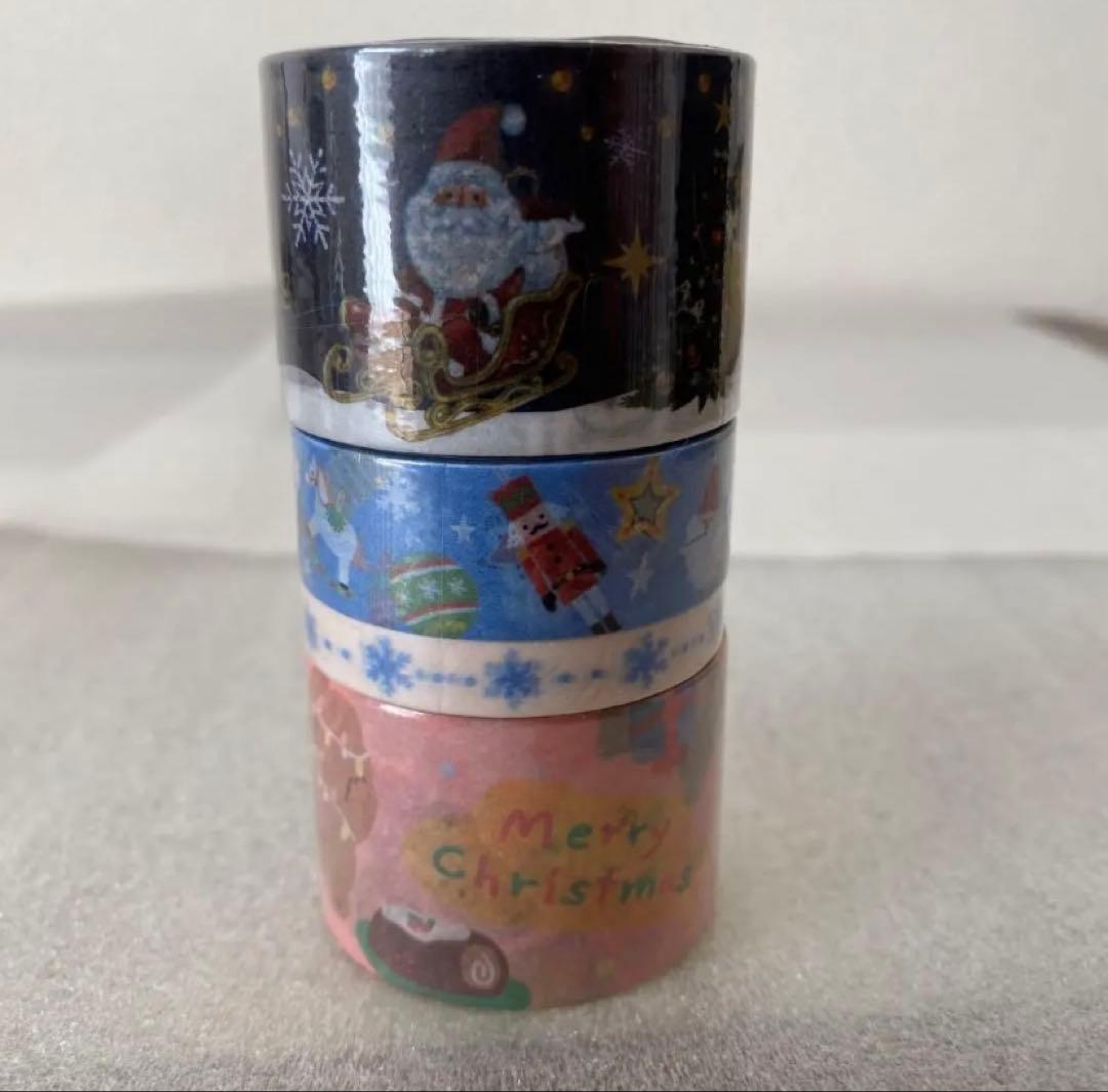 新品 ダイソー クリスマス リボン マスキングテープ 絵柄9個セット