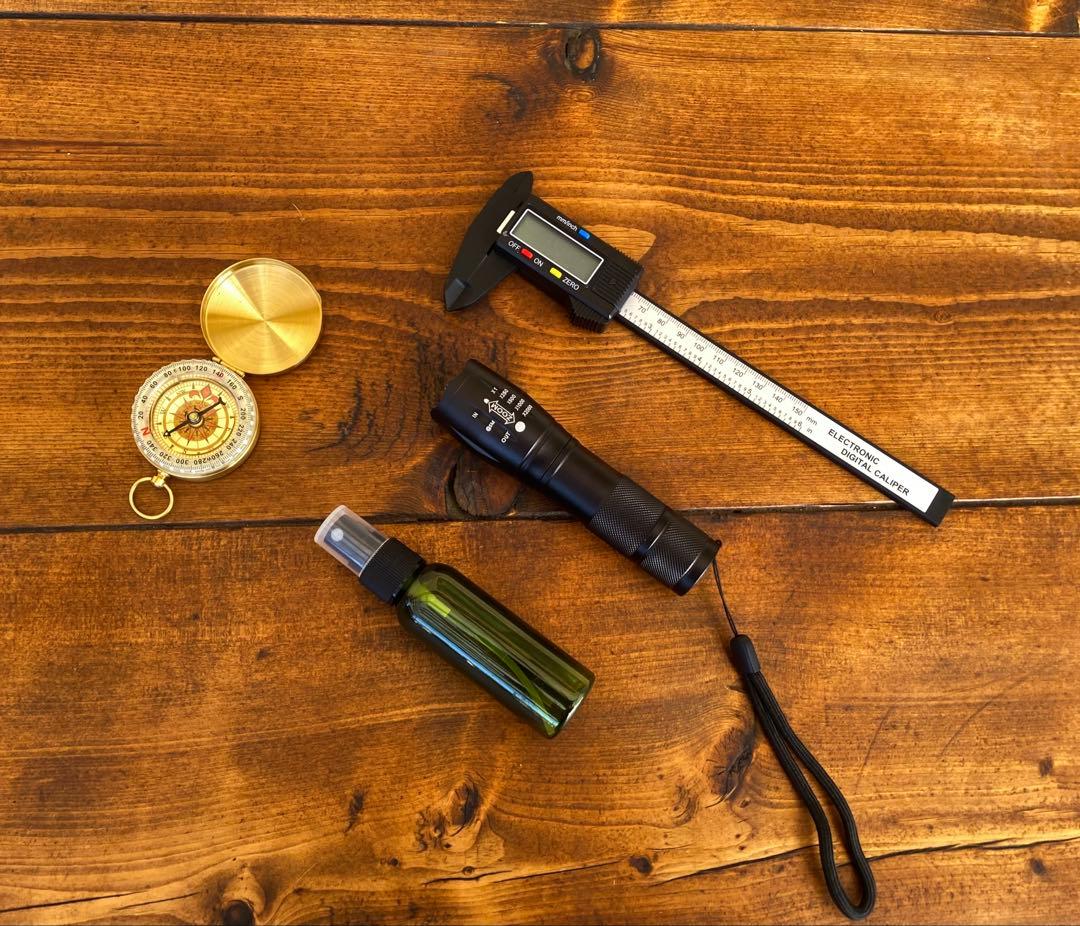 クワガタ採集セット 迷彩柄 オリジナル掻き出し棒 デジタルノギス 採集