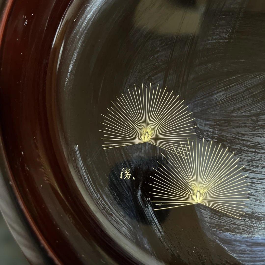 輪島塗 金色の扇模様 菓子入れ