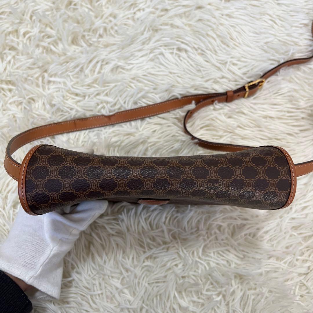 【極美品】セリーヌ ショルダーバッグ マカダム柄 フラップ PVC ブラウン