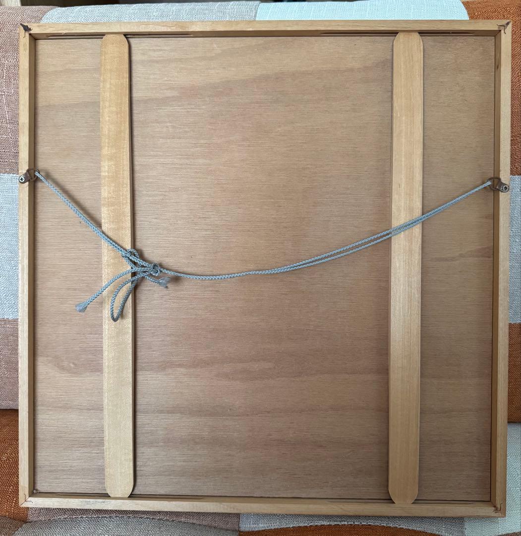 木版画 植物モチーフ 緑とオレンジ