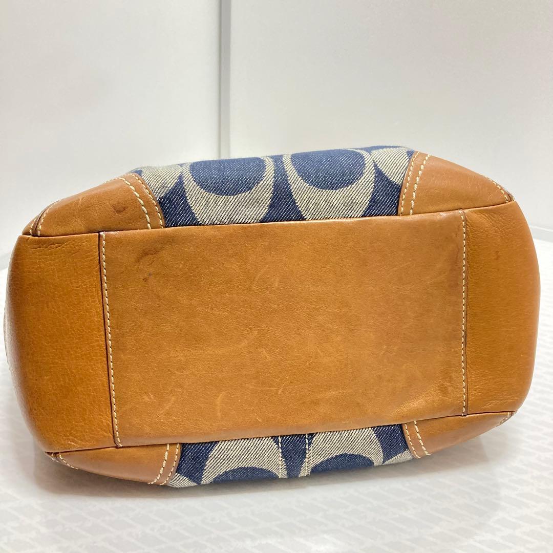 COACH デニム　トートバッグ ハンドバッグ　シグネチャー　レザー　肩掛け