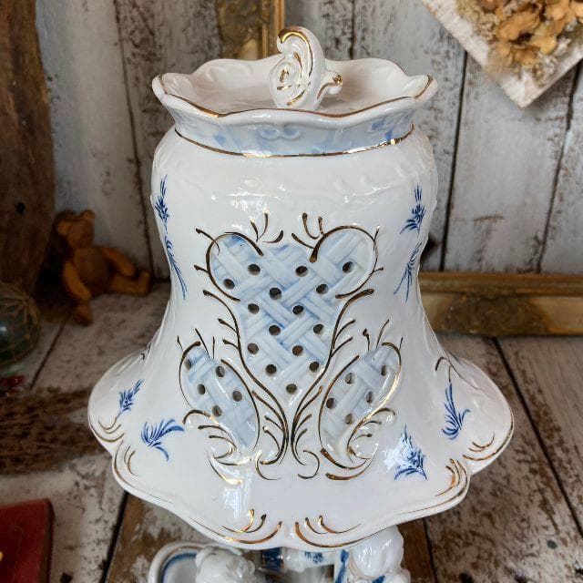 70sヴィンテージ*ヤマハ陶芸*フィギュリン スタンドライト*陶磁器 人形