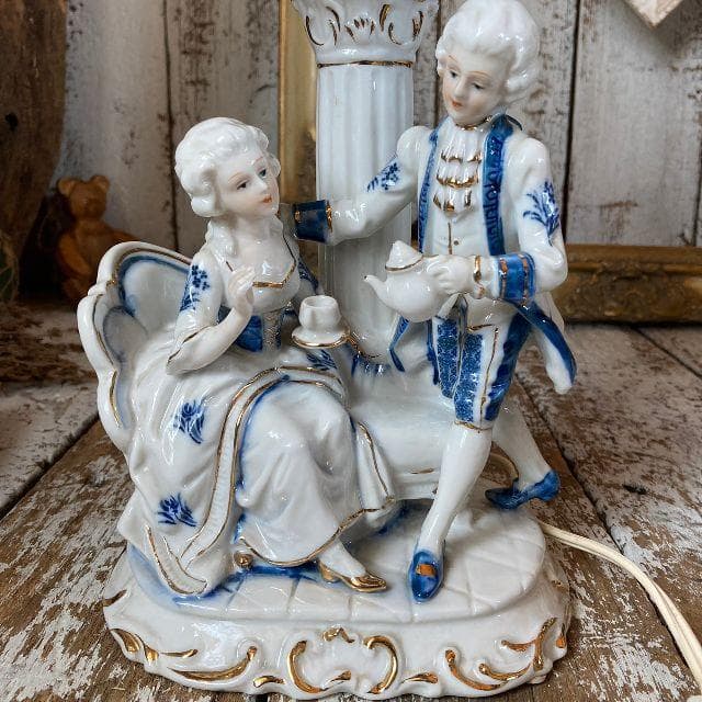 70sヴィンテージ*ヤマハ陶芸*フィギュリン スタンドライト*陶磁器 人形