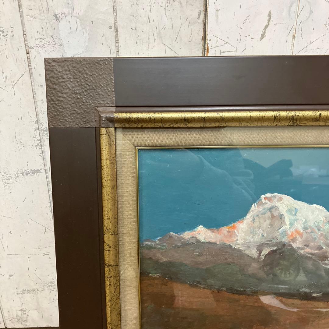 中井 亮 ネパール山脈 油彩画 油絵 絵画 真筆 F6号相当 額装 額縁 風景画
