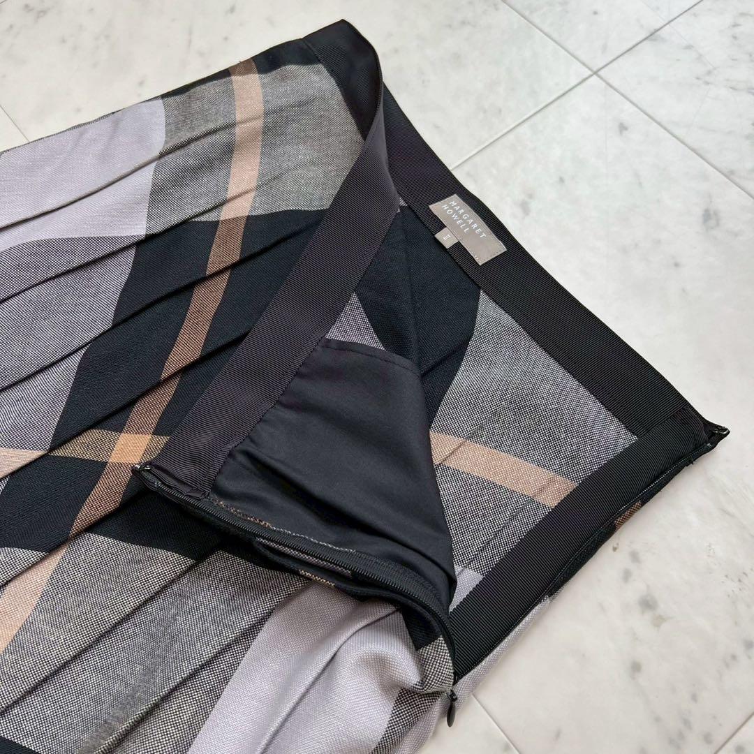 MARGARET HOWELL 22SS ラージチェックプリーツスカート Ⅱ