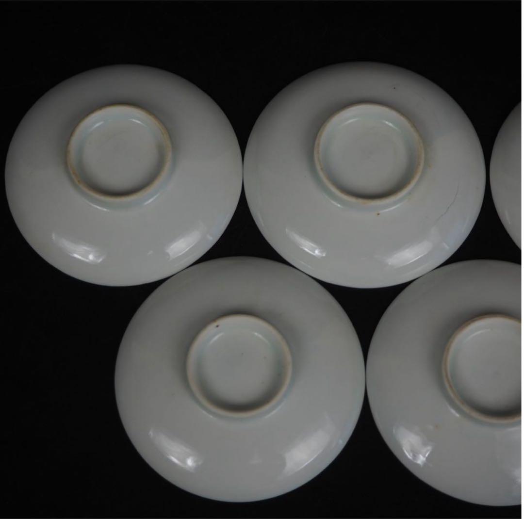 送料無料　大正～昭和初期　漢詩山水図茶碗５客　煎茶道具