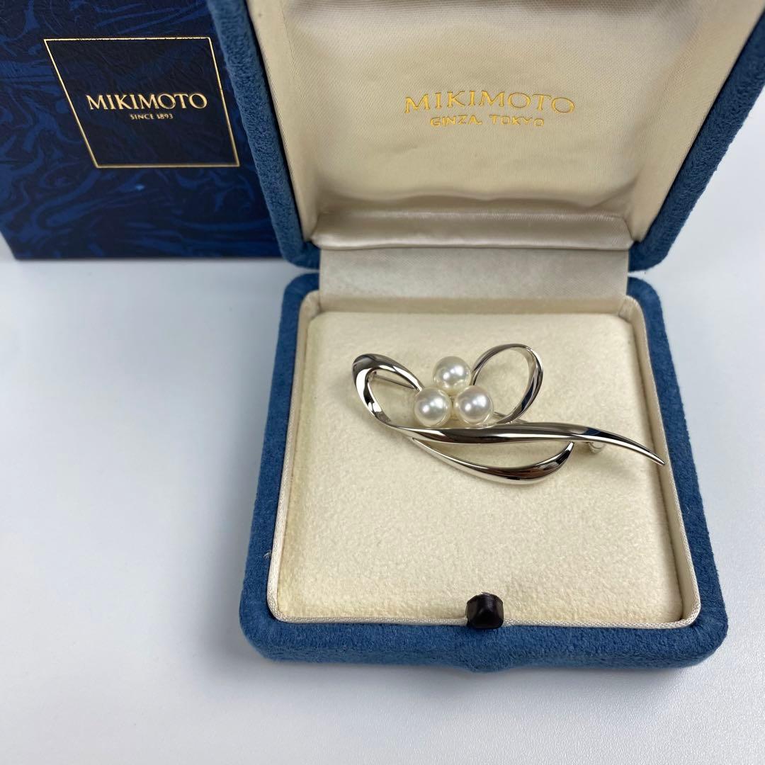 未使用】ミキモト 本真珠 パール ブローチ アコヤ M刻印 S刻印 3粒7mm