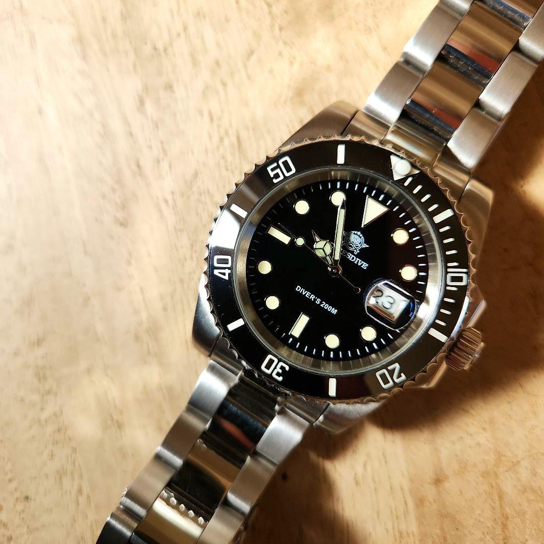 【ADDIESDIVE】ダイバーズ200M【黒】日本製クォーツムーブメント稼働品