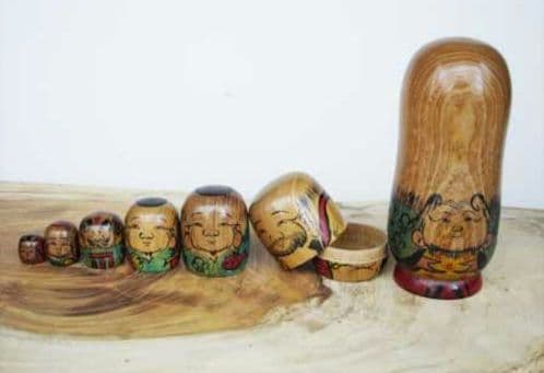 伝統こけし 朝倉光洋作「七福神入れ子」