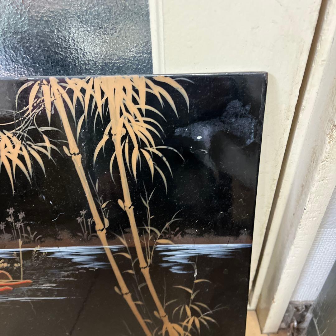 ヴィンテージアジア - ベトナム手塗りブラックラッカーウォールアート