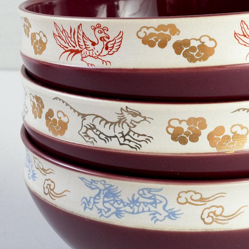 茶道具 瑞穂窯造 紫交趾 五神数茶碗 十客 共箱 V 9505D