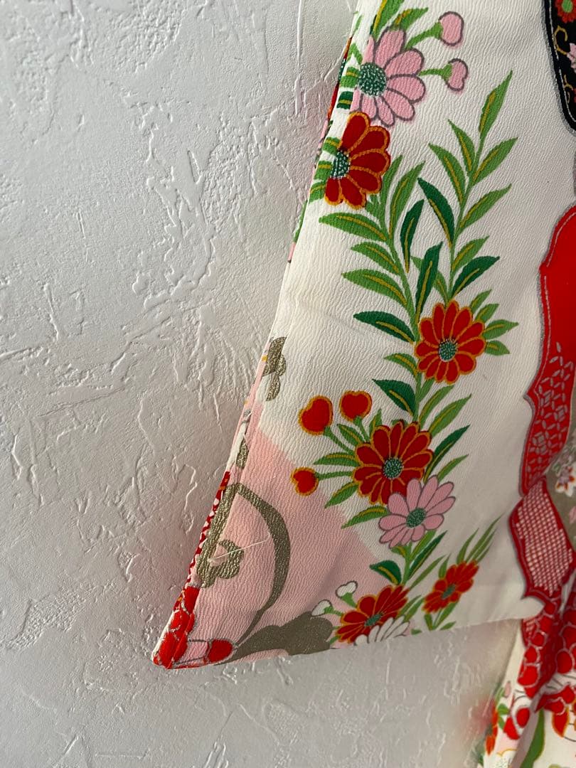 七五三　３歳　アンティークお着物　ハンドメイド　総絞りの被布コーデセット