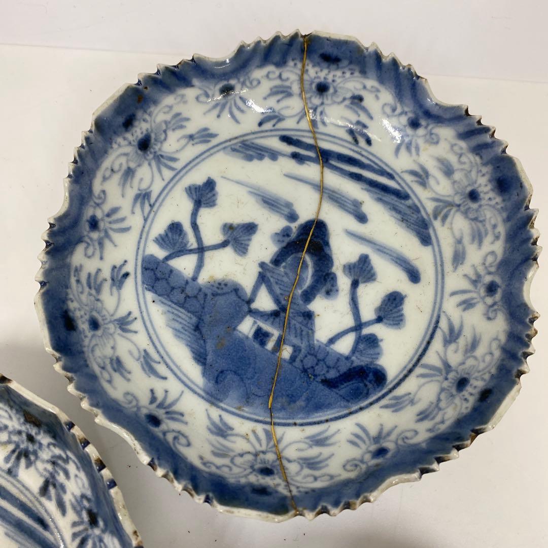 古伊万里　江戸中後期　染付皿6枚　タトヒサ　東さ7-0204①