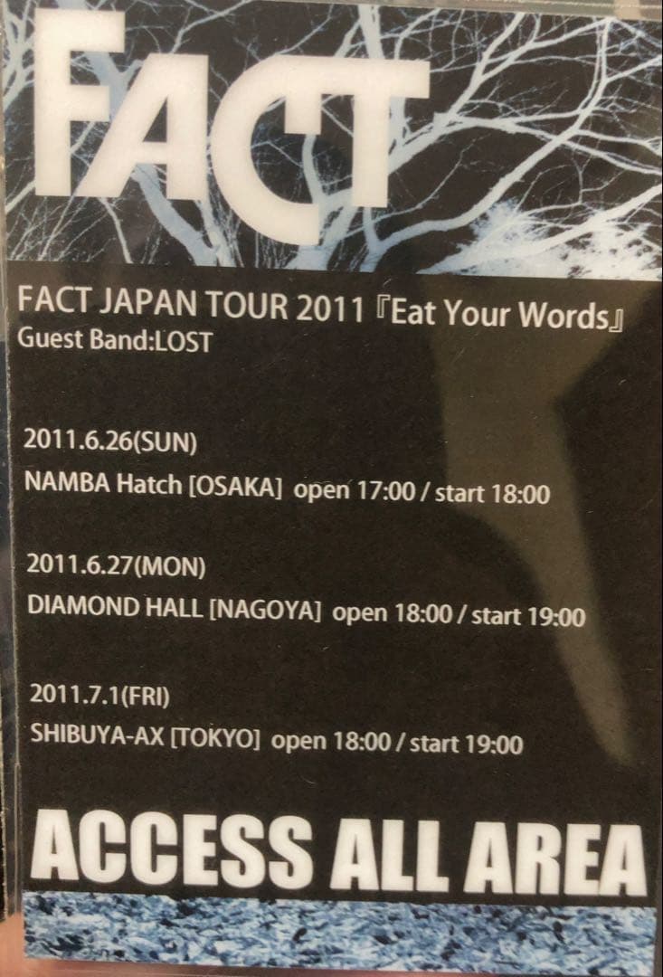 非売品 FACT JAPAN TOUR 2011 スタッフパス