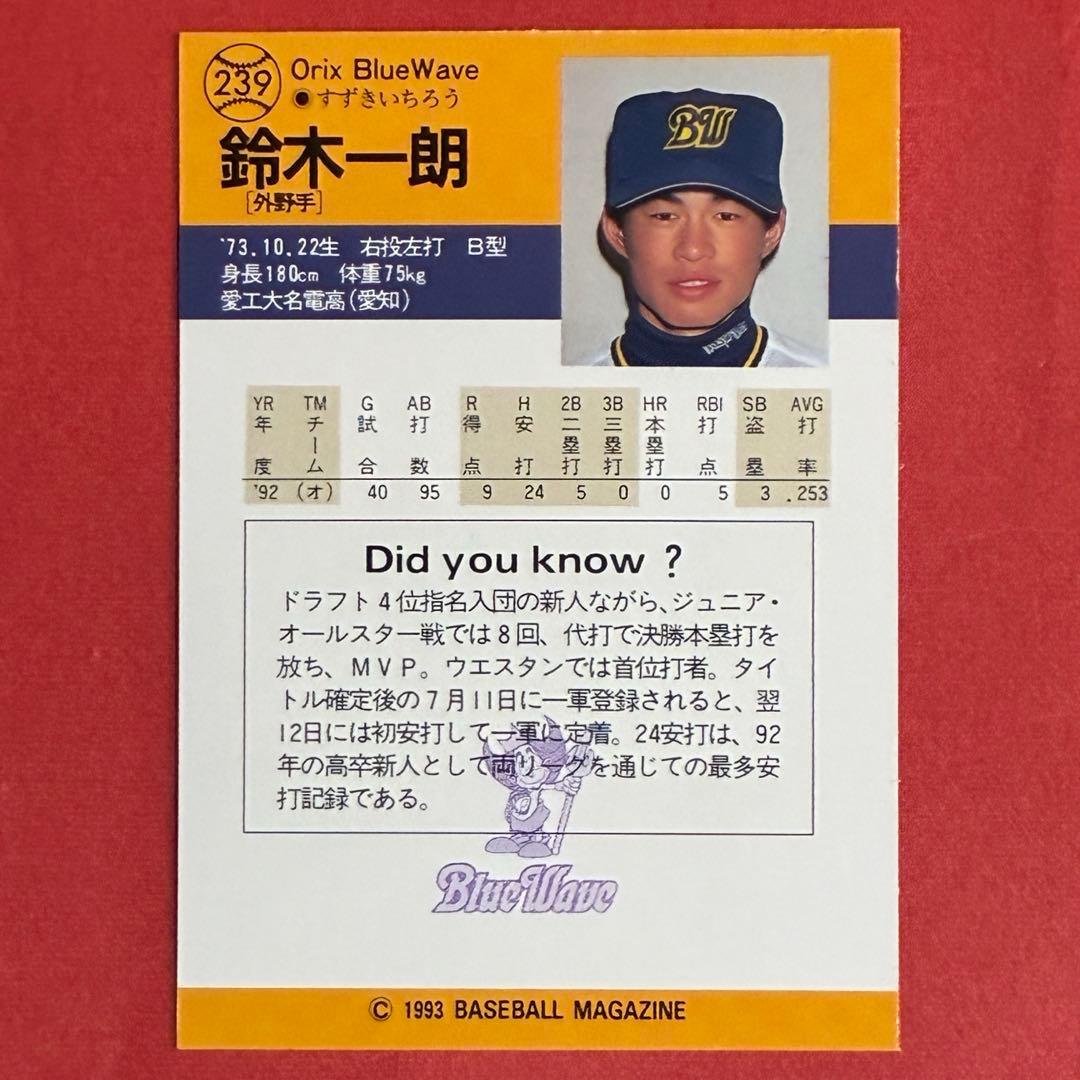 BBM野球カード1993イチロールーキーカード 鈴木一朗 イチロー ルーキー