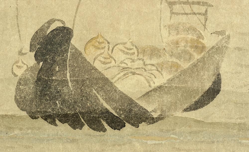 真作/松村呉春/ 日ノ出図/宝珠/宝船図/三幅対/布袋屋掛軸HJ-551 真作