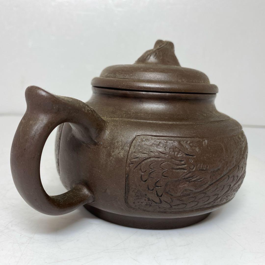 中国古玩　朱泥急須A 幅約17.5㎝　東さ7-1102③