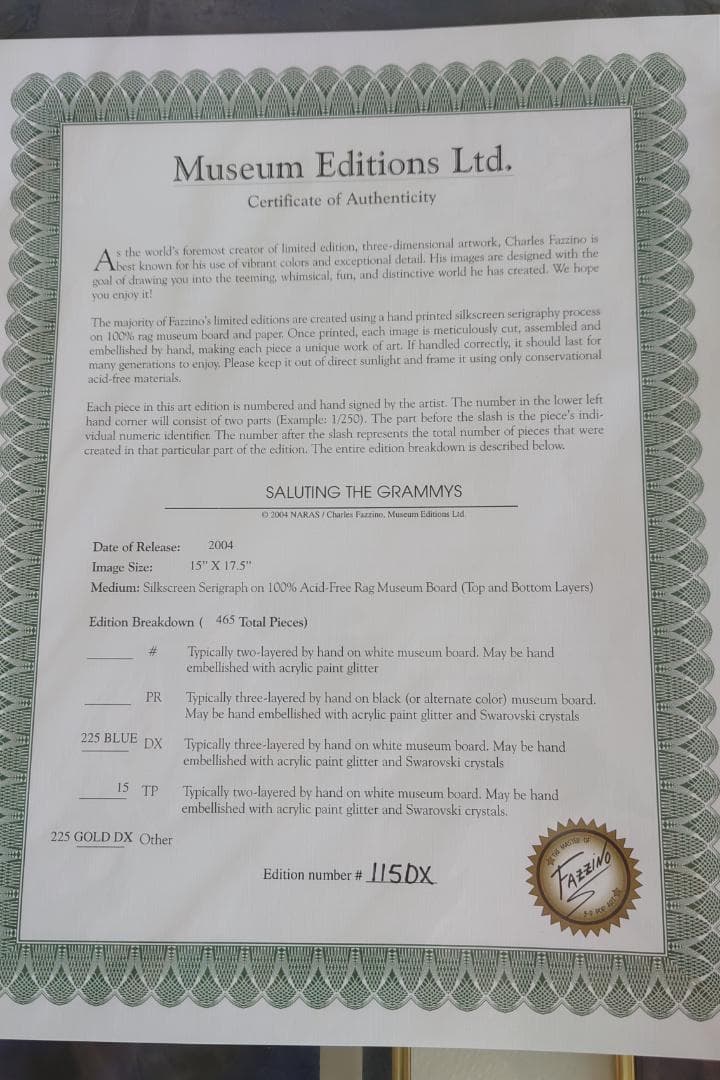 ファジアーノ　Saluting the Grammys 限定版 115/225