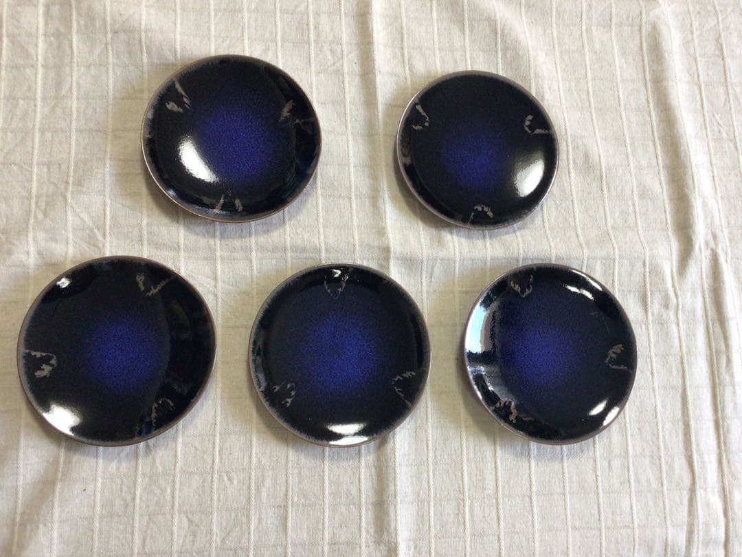 鎌田幸二　作　河南天目銘々皿　五枚セット