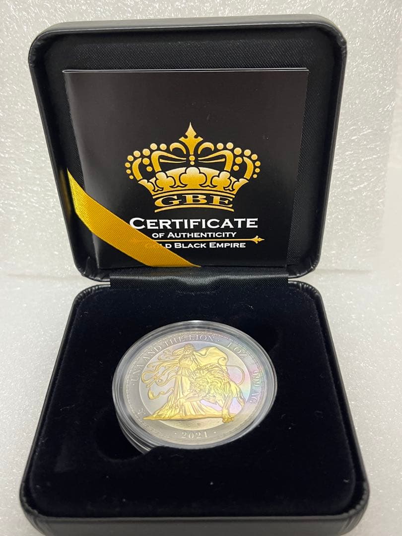 2021　セントヘレナ 　ウナとライオン 　ゴールドブラックエンパイア　  ウナとライオン 2021 ゴールドブラックエンパイア版 銀貨 1オンス