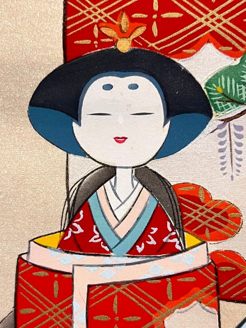 国井道成 掛け軸 掛軸『立雛』 絹本 雛祭り ひな祭り 日本画国井幸雪師事 直筆