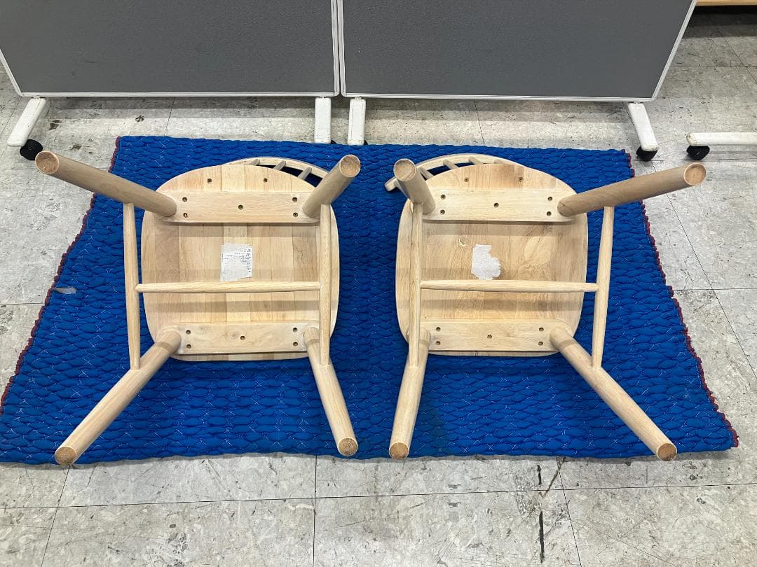 ダイニングテーブルセット イス×2 天然木 ベージュ