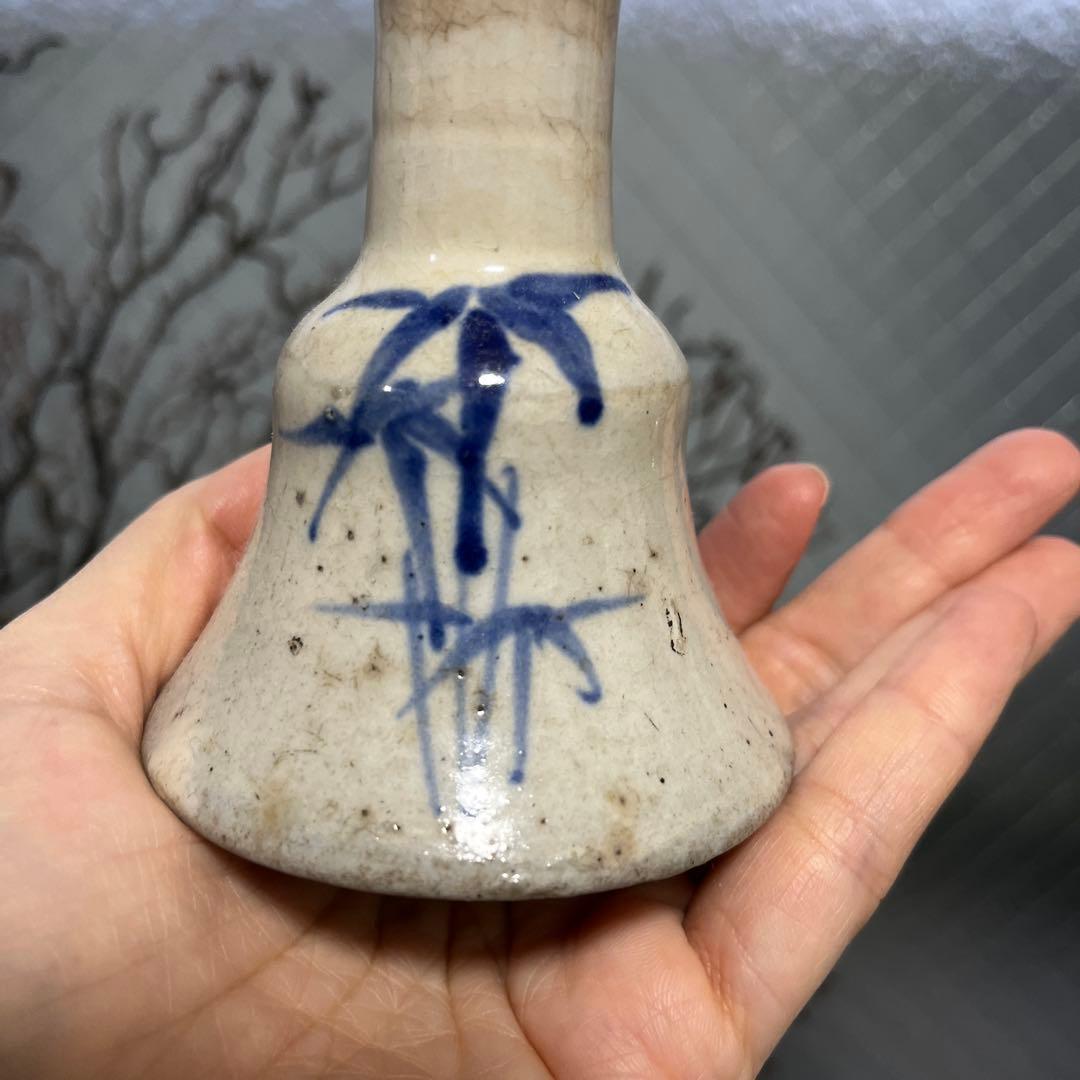 骨董　古伊万里　瀬戸　染付　笹図案　竹　仏花入れ　花器　花活け　現品限り