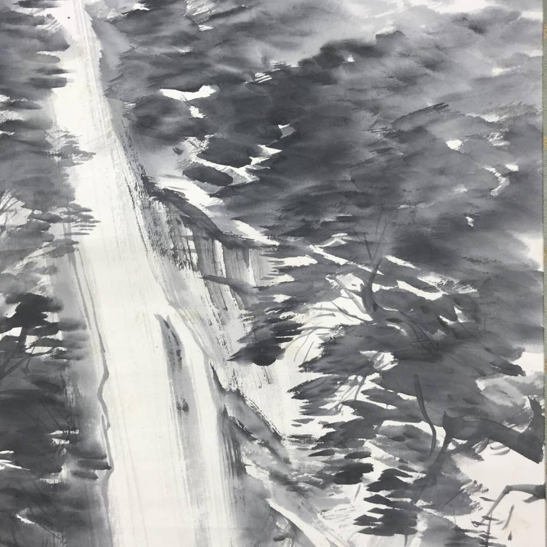 真作/児玉希望/瀑布図/山水図/滝山水図/掛軸/名家伝来/AE-6