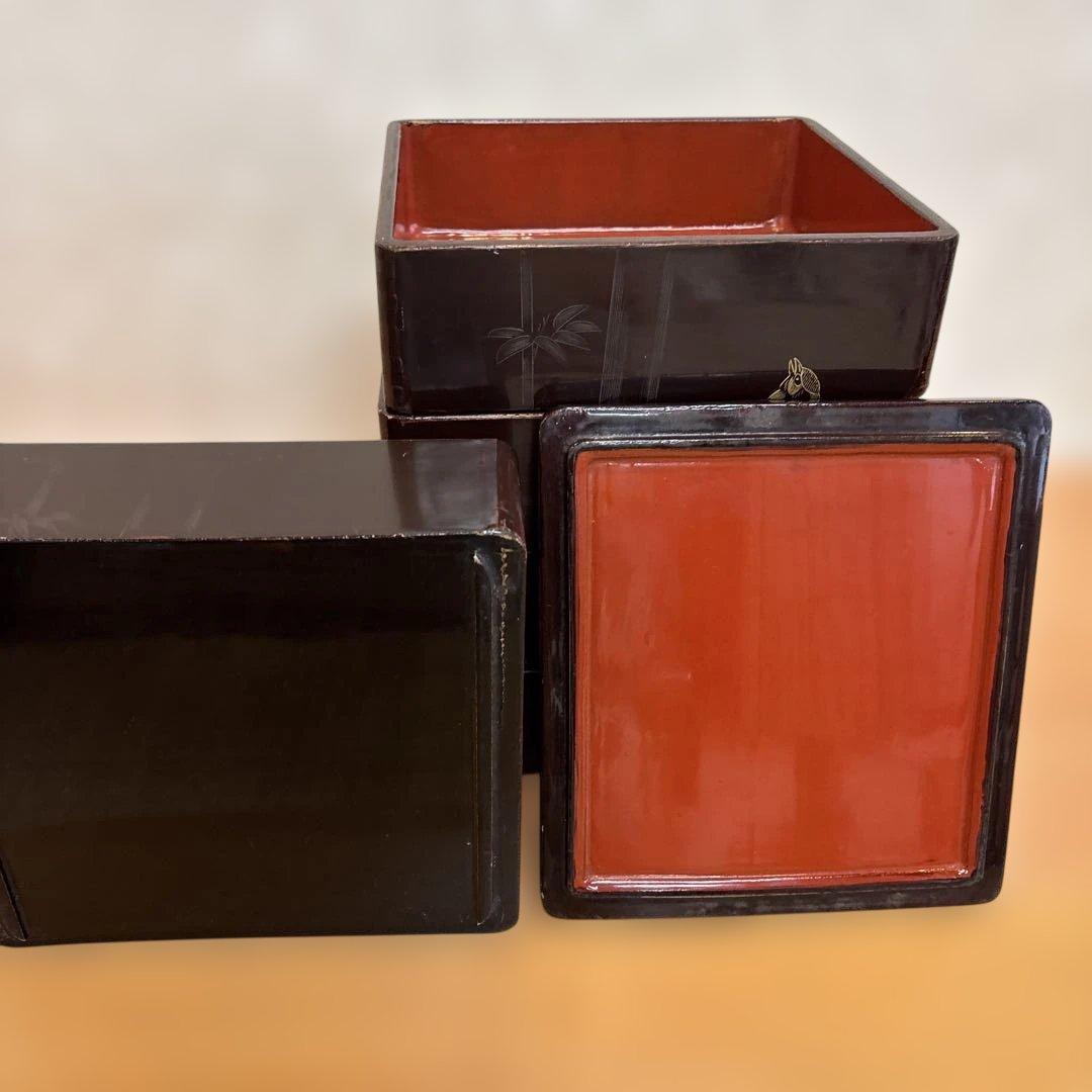 重箱5段　伝統工芸品 漆塗り 金箔 蒔絵 骨董 昭和レトロ アンティーク 時代物