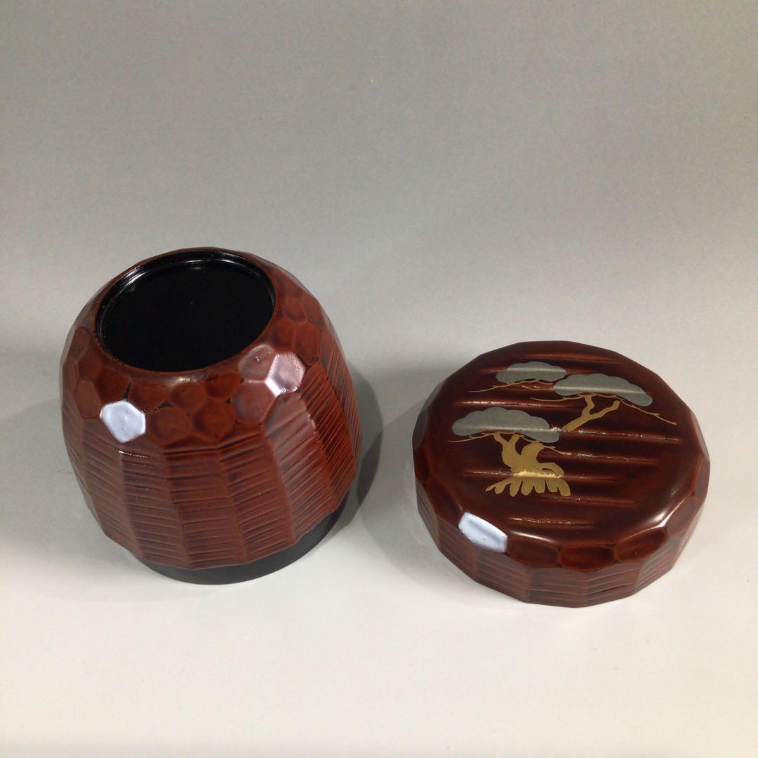 Ｐ４５０　棗　『岡本陽斎作』『又妙斉好』『老松蒔絵』『折撓中棗』　共箱　茶道具