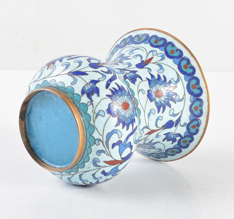 中国　古七宝琺瑯彩　花卉文瓶　V　R4769