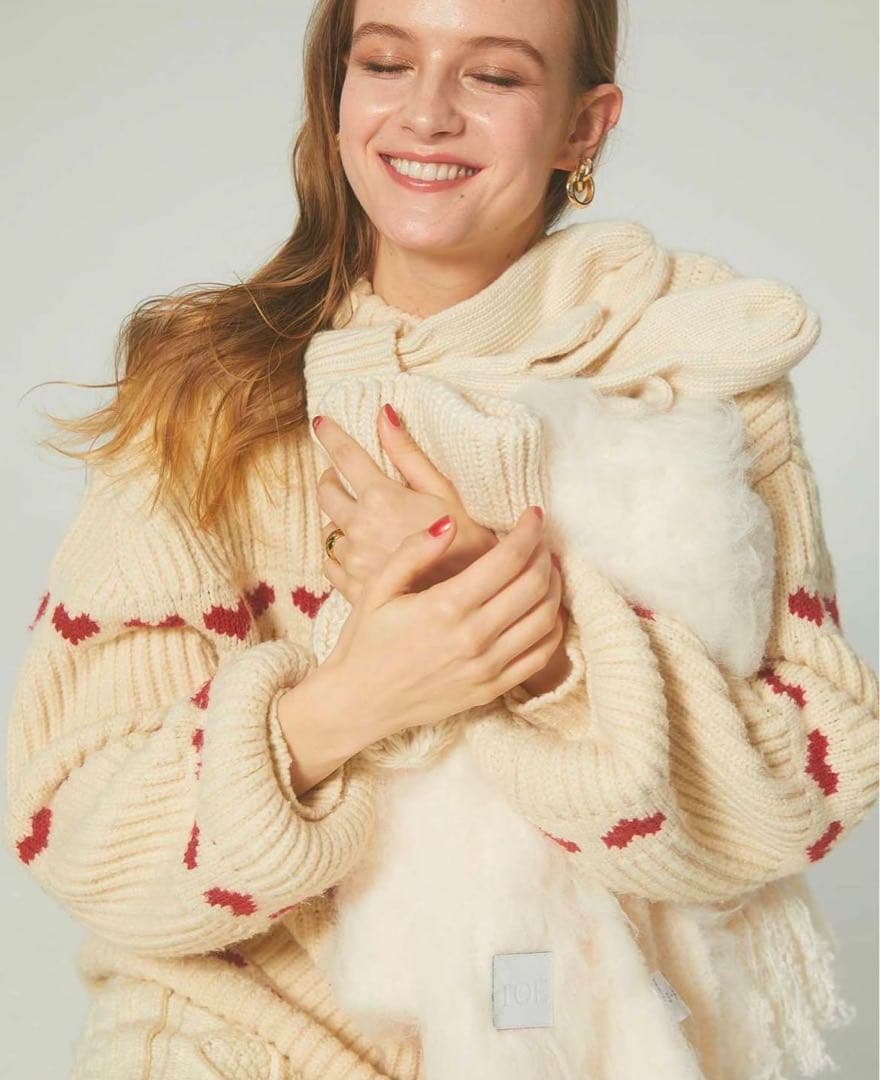 thetoe pigalle shaggy muffler white 美品