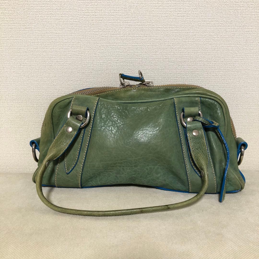 MIU MIU レザー ハンドバッグ グリーン系