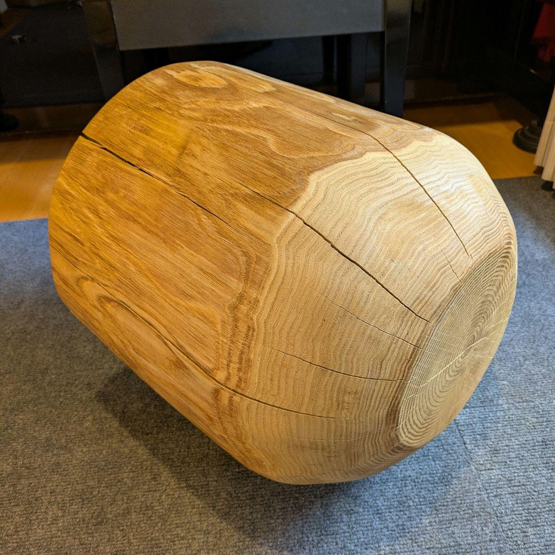 栗大型天然木椅子スツール テーブル高さ約38㎝