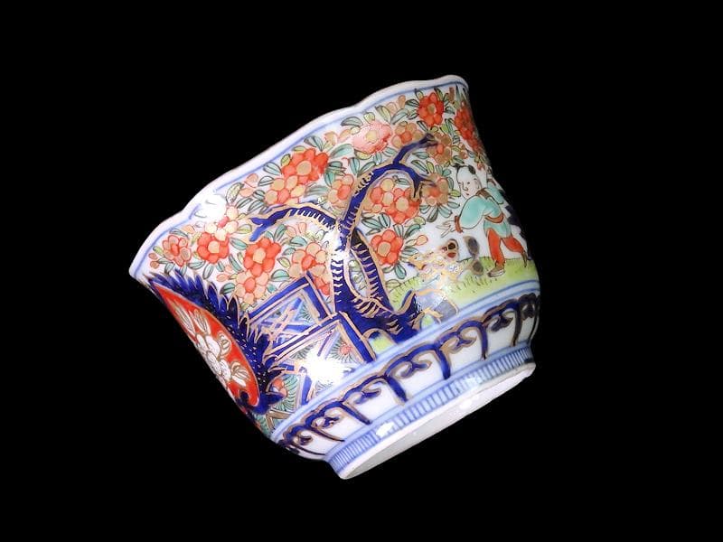 古伊万里 金襴手 花に唐子の図 向付 5客 AS-DCe