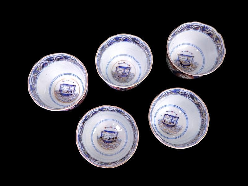 R108 万華彩蒔絵 花瓶（かびん）陶磁器 アンティーク 蒔絵琺瑯の六方