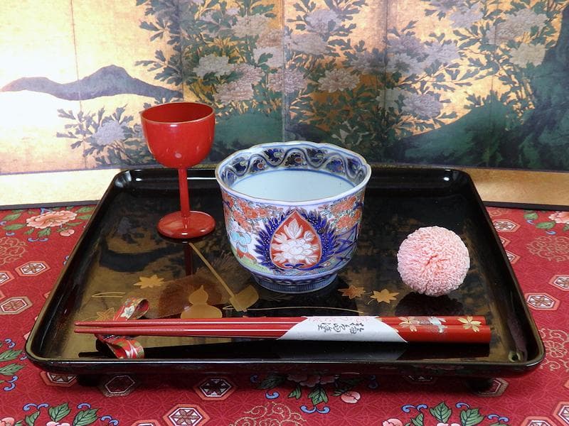 古伊万里 金襴手 花に唐子の図 向付 5客 AS-DCe