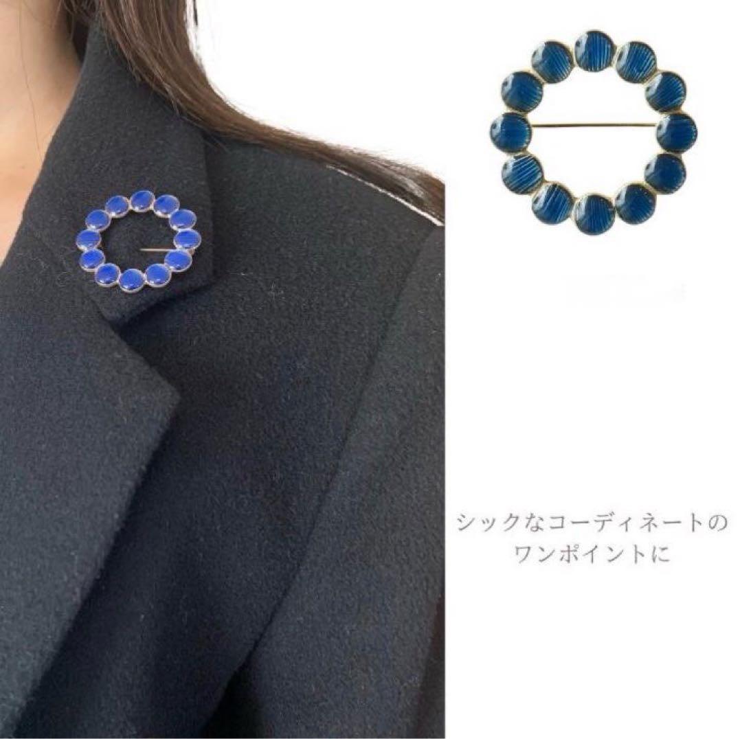 サークルブローチ ブルー タンバリン 青 北欧 ミナペルホネン おしゃれ