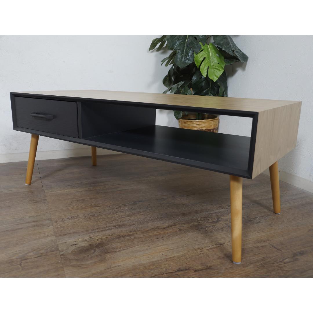 センターテーブル 両面から引き出せる 引き出し付き 100cm