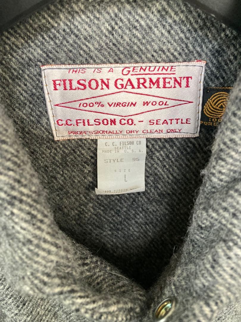 【美品】FILSON フィルソン ケープジャケット Lグレー　ダブルマッキーノ