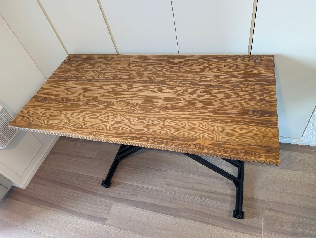 昇降式テーブル ガス圧式 無段階調整 ヴィンテージ天然木