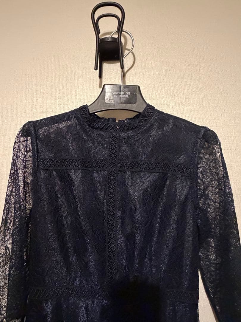 フォルムフォルマ マザードレスform forma リーフレースロング紺　９号