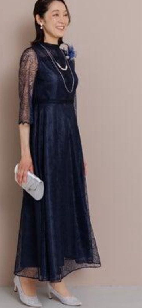 フォルムフォルマ マザードレスform forma リーフレースロング紺　９号