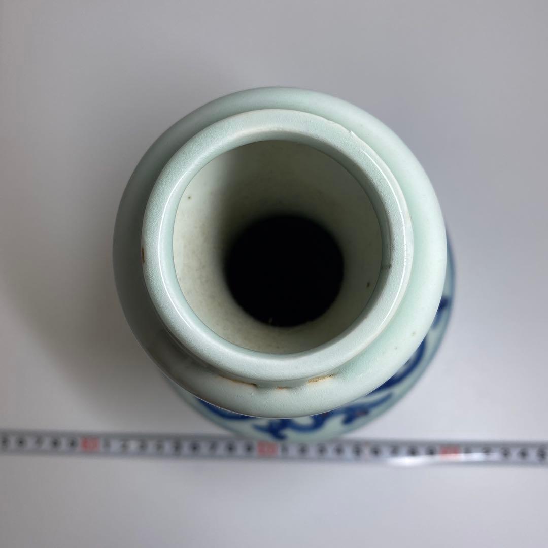 中国清時代　大清光緒年製　釉裏紅人物画花瓶　高さ約24㎝　東Y7-0331☆2F